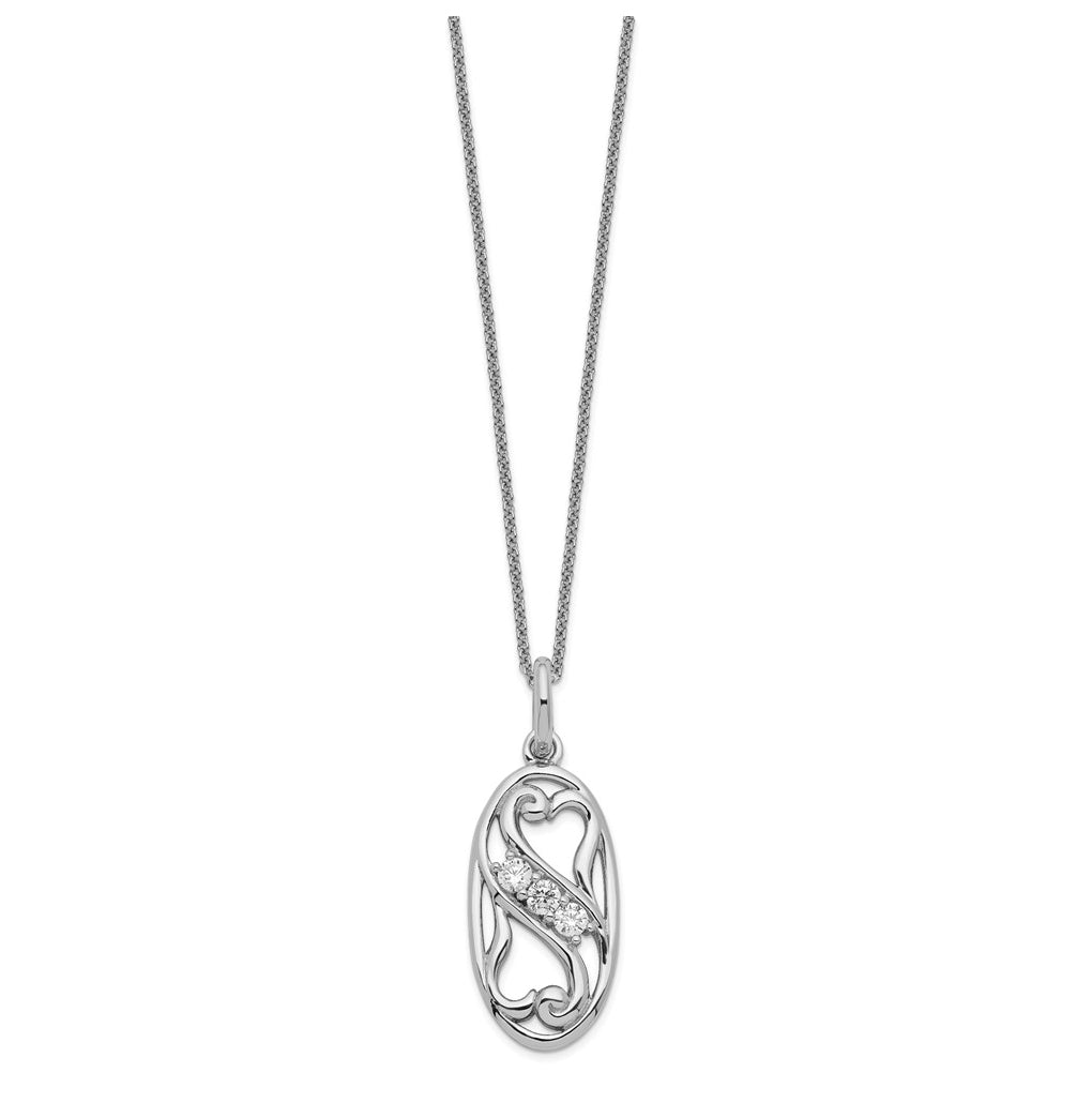 Sterling Silver Rhodium-plated Cubic Zirconia Best Friends Forever 18in Necklace – Elegant Jewelry Gift for Birthday, Anniversary, Engagement, Wedding