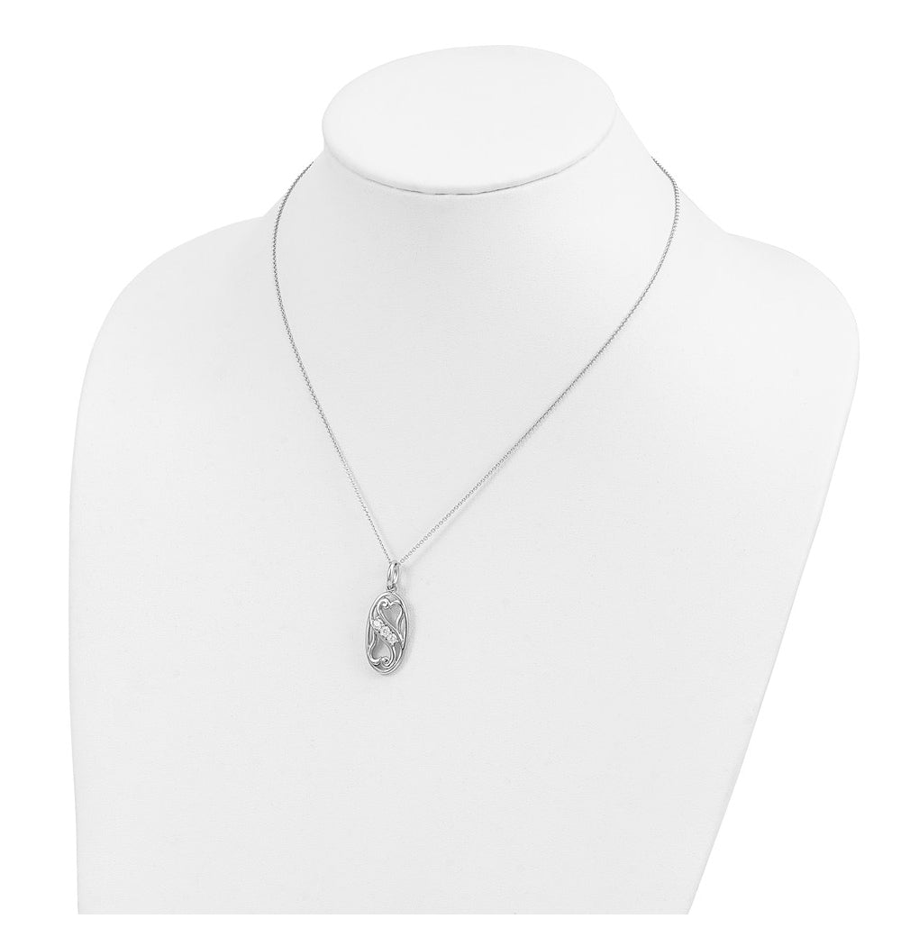 Sterling Silver Rhodium-plated Cubic Zirconia Best Friends Forever 18in Necklace – Elegant Jewelry Gift for Birthday, Anniversary, Engagement, Wedding