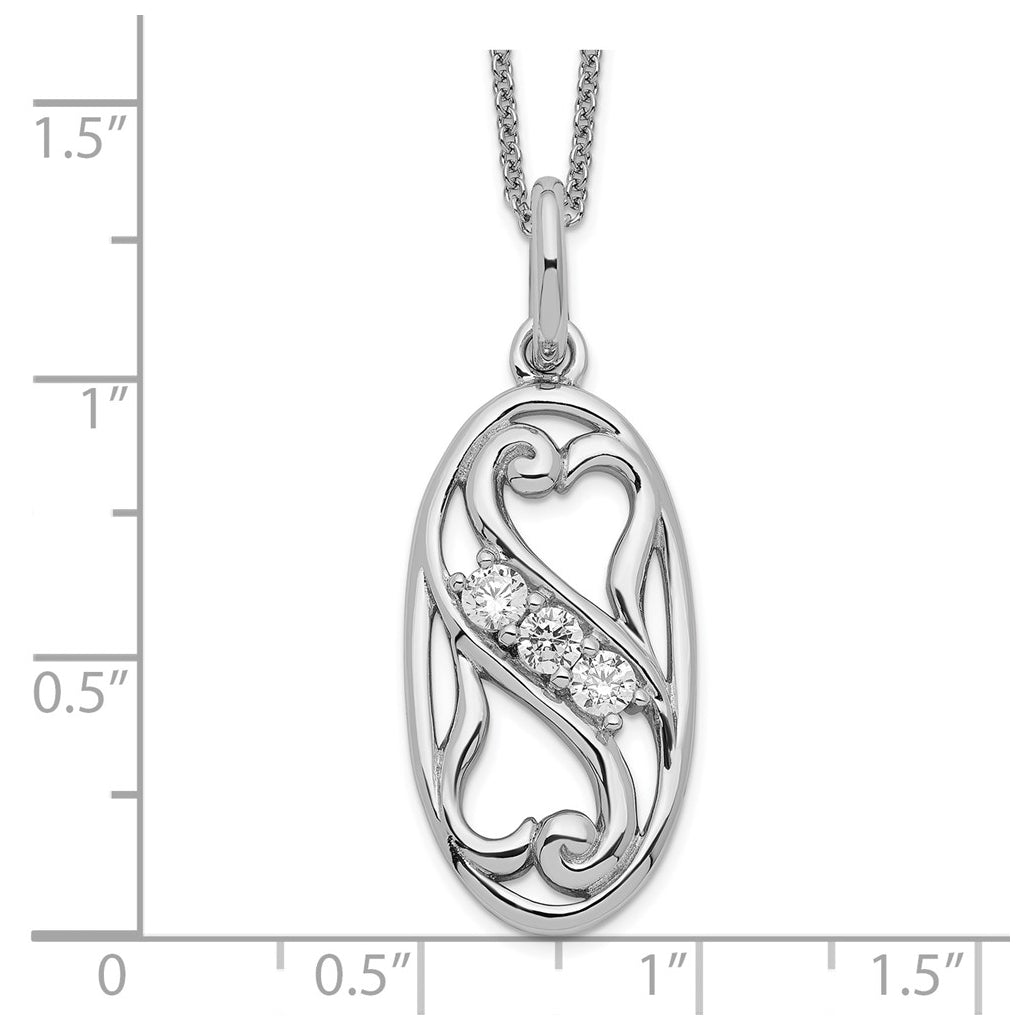 Sterling Silver Rhodium-plated Cubic Zirconia Best Friends Forever 18in Necklace – Elegant Jewelry Gift for Birthday, Anniversary, Engagement, Wedding