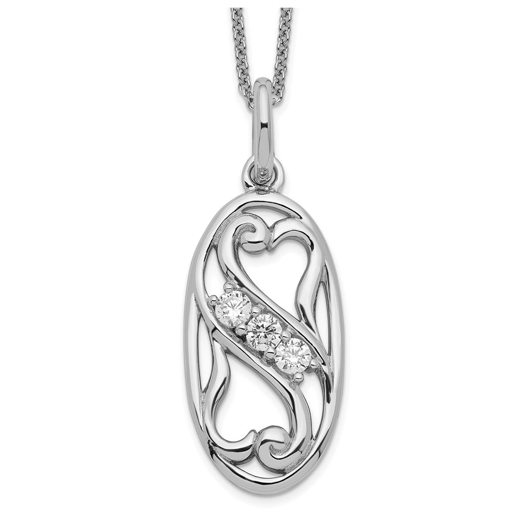 Sterling Silver Rhodium-plated Cubic Zirconia Best Friends Forever 18in Necklace – Elegant Jewelry Gift for Birthday, Anniversary, Engagement, Wedding