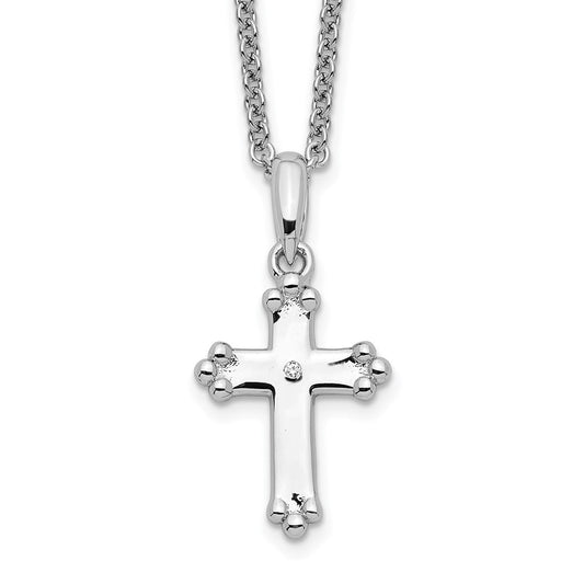 Sentimental Expressions Sterling Silver Rhodium plated Cubic Zirconia Believe Big 14in. Necklace with 2in. ext