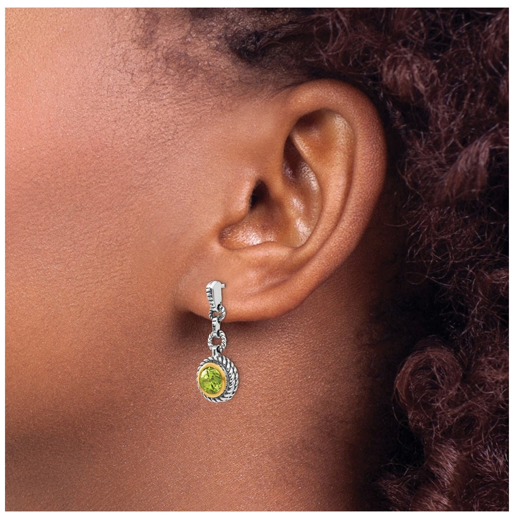 Sterling Silver w/Gold-tone Flash Gold-plated Peridot Earrings – Elegant Jewelry Gift for Birthday, Anniversary, Engagement, Wedding