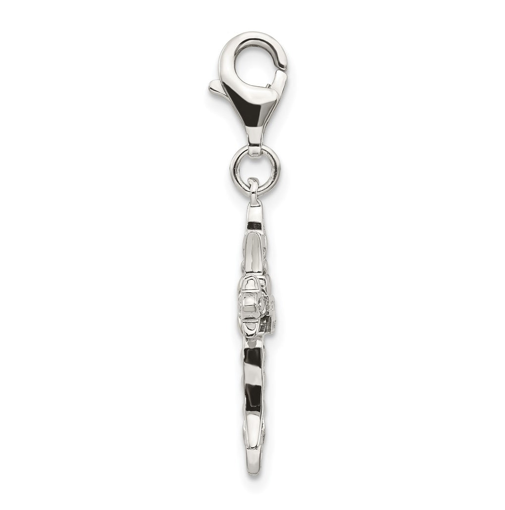 Sterling Silver w/14K Yellow Gold 3-D Antiqued Cross w/Lobster Clasp Charm – Elegant Jewelry Gift for Birthday, Anniversary, Engagement, Wedding