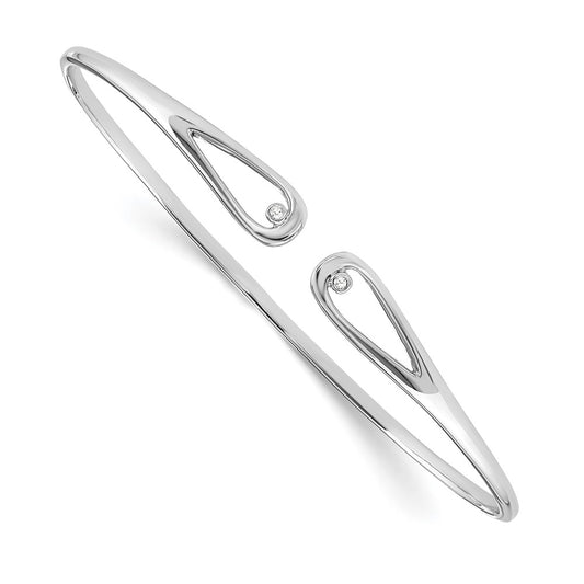 White Ice Sterling Silver Rhodium plated Diamond Bangle