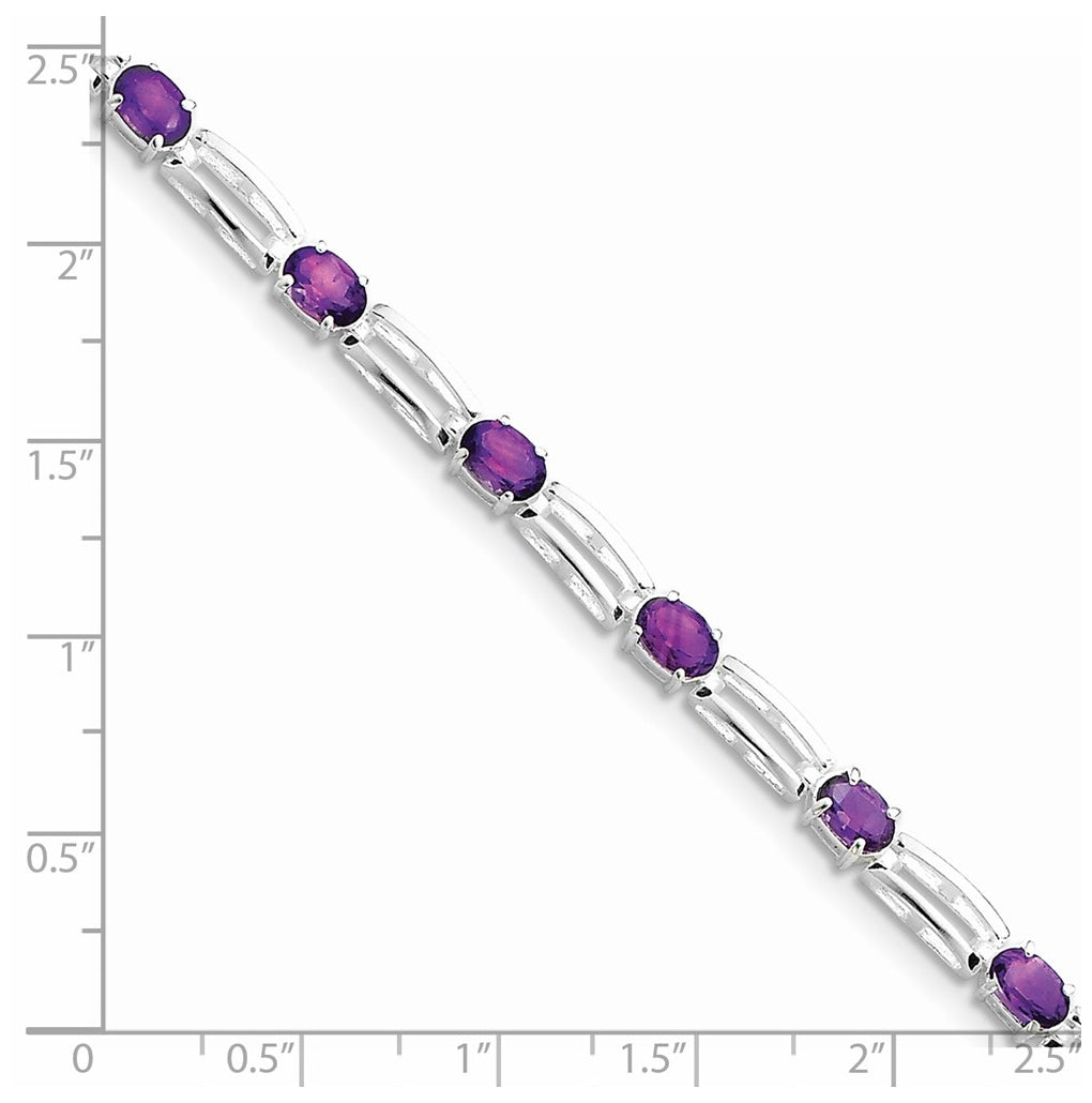 Sterling Silver Rhodium-plated Amethyst Bracelet – Elegant Jewelry Gift for Birthday, Anniversary, Engagement, Wedding