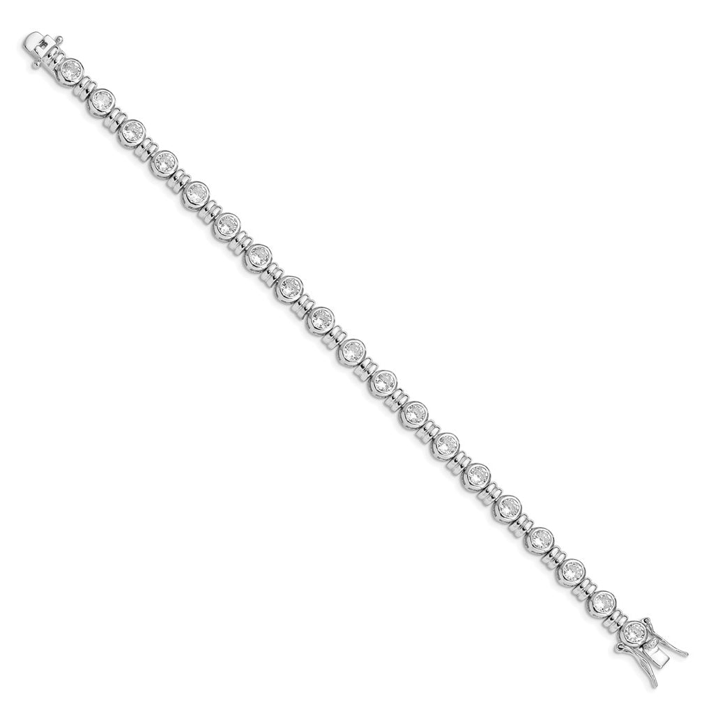 Sterling Silver Rhodium-plated Cubic Zirconia Bracelet – Elegant Jewelry Gift for Birthday, Anniversary, Engagement, Wedding