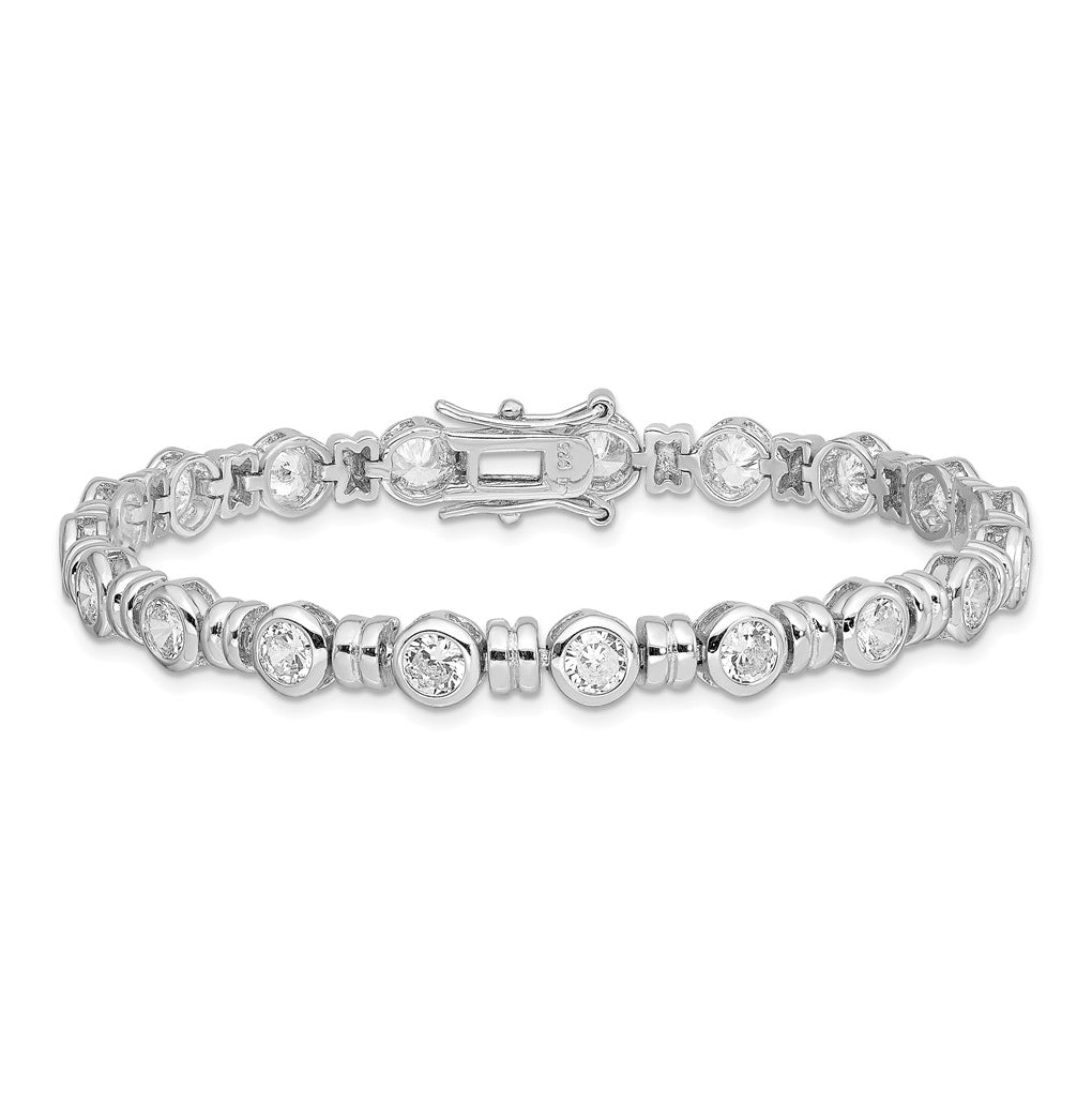 Sterling Silver Rhodium-plated Cubic Zirconia Bracelet – Elegant Jewelry Gift for Birthday, Anniversary, Engagement, Wedding