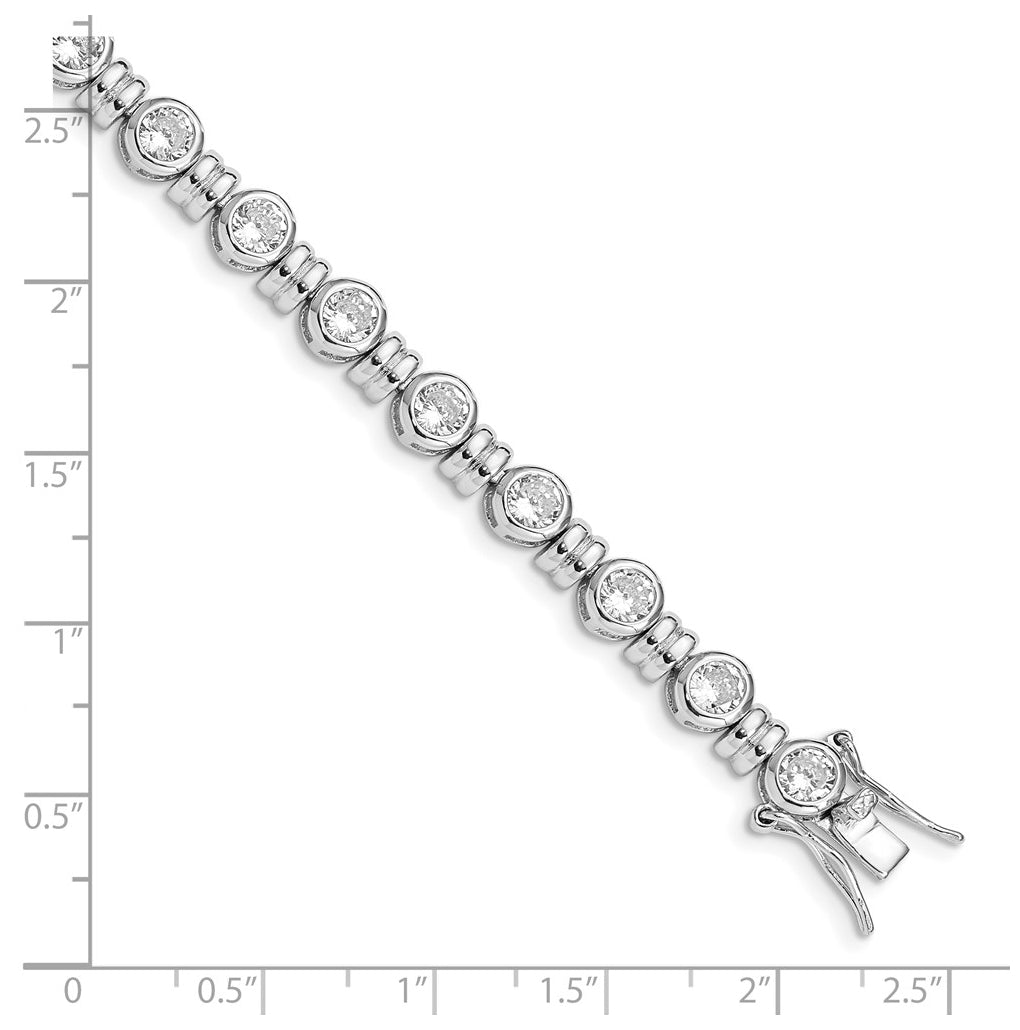 Sterling Silver Rhodium-plated Cubic Zirconia Bracelet – Elegant Jewelry Gift for Birthday, Anniversary, Engagement, Wedding