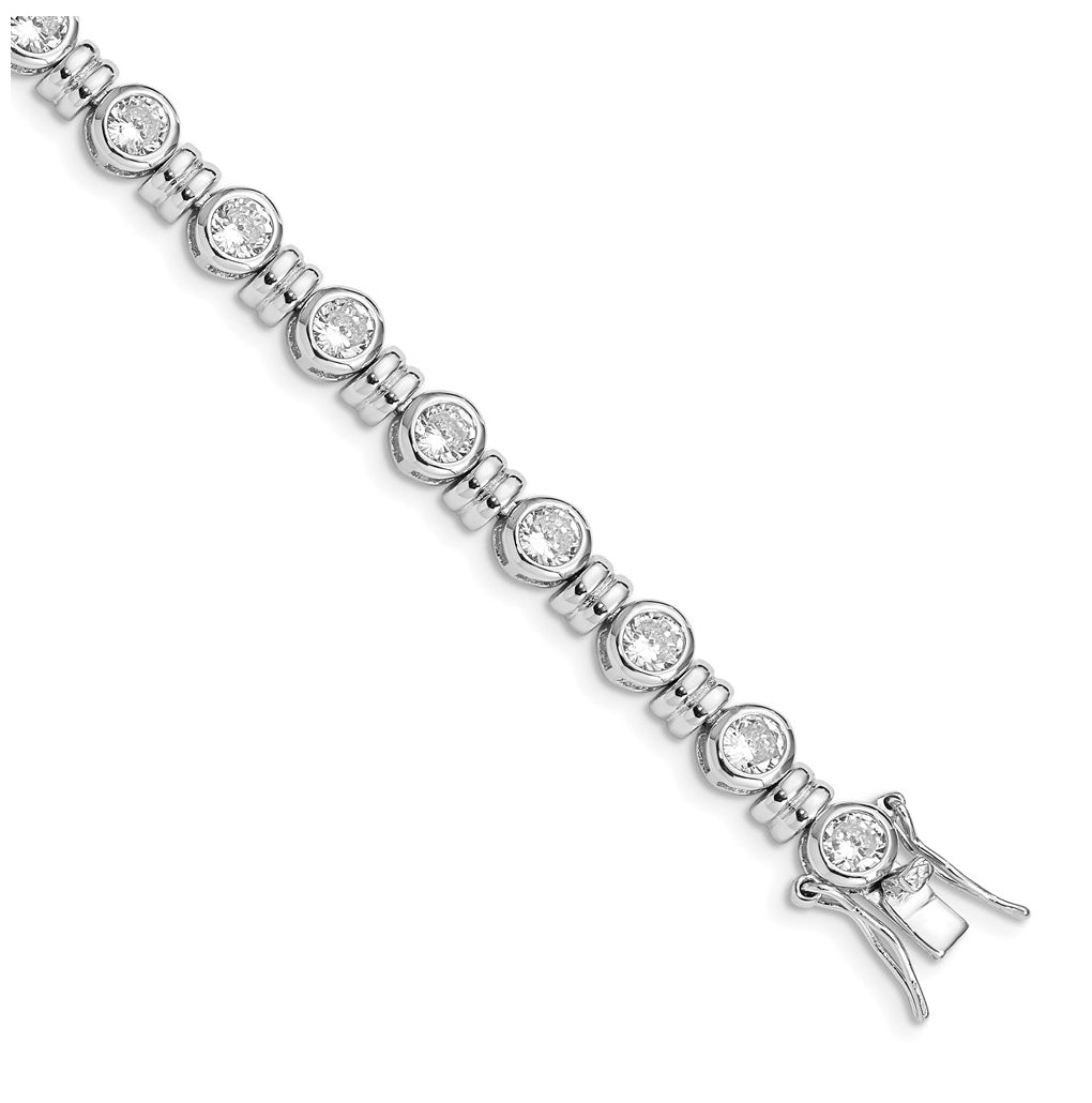 Sterling Silver Rhodium-plated Cubic Zirconia Bracelet – Elegant Jewelry Gift for Birthday, Anniversary, Engagement, Wedding