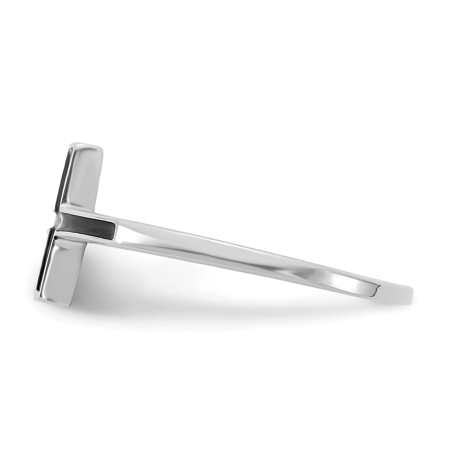 14k White Gold Antiqued Sideways Cross Ring
