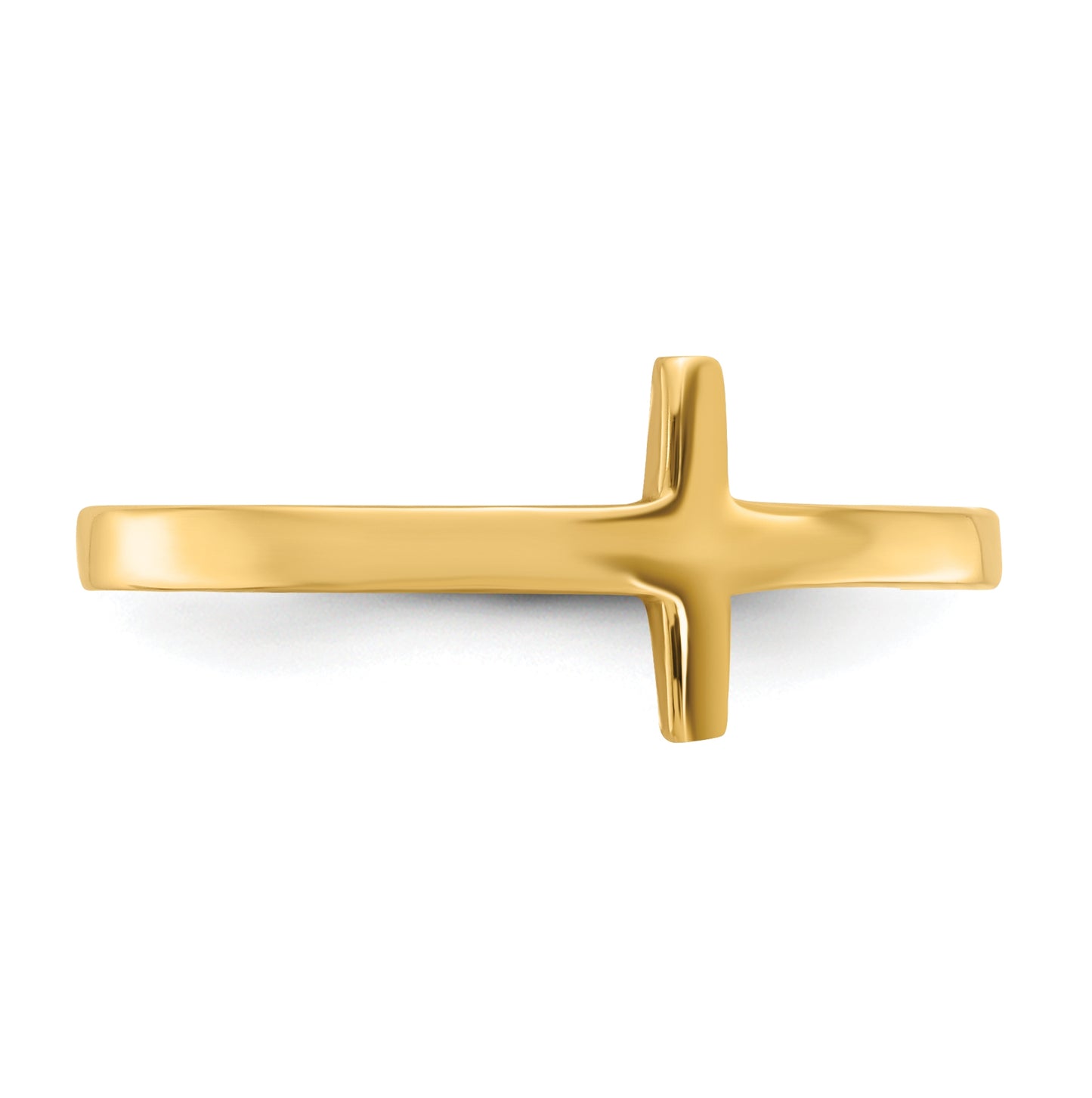 14K Yellow Gold Sideways Cross Ring