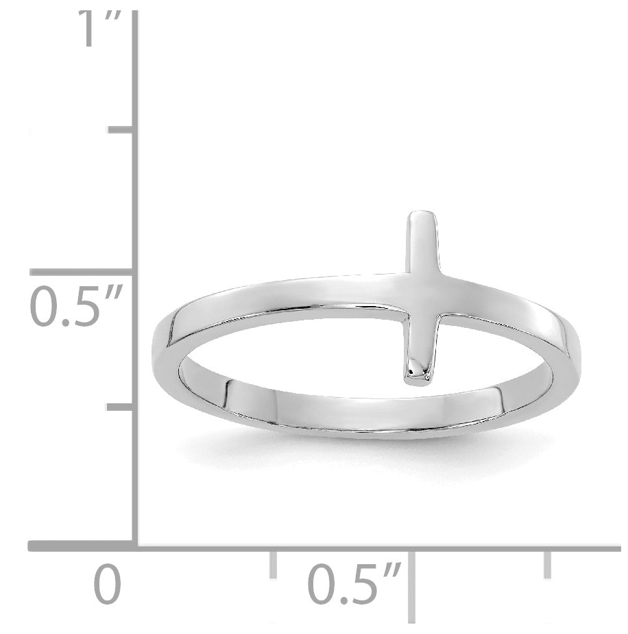 14k White Gold Sideway Cross Ring