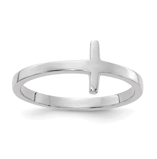 14k White Gold Sideway Cross Ring