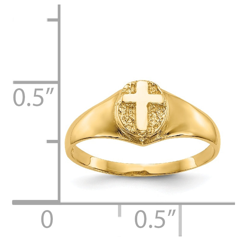 14K Yellow Gold Childs Polished Cross Ring