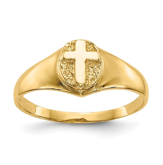 14K Yellow Gold Childs Polished Cross Ring