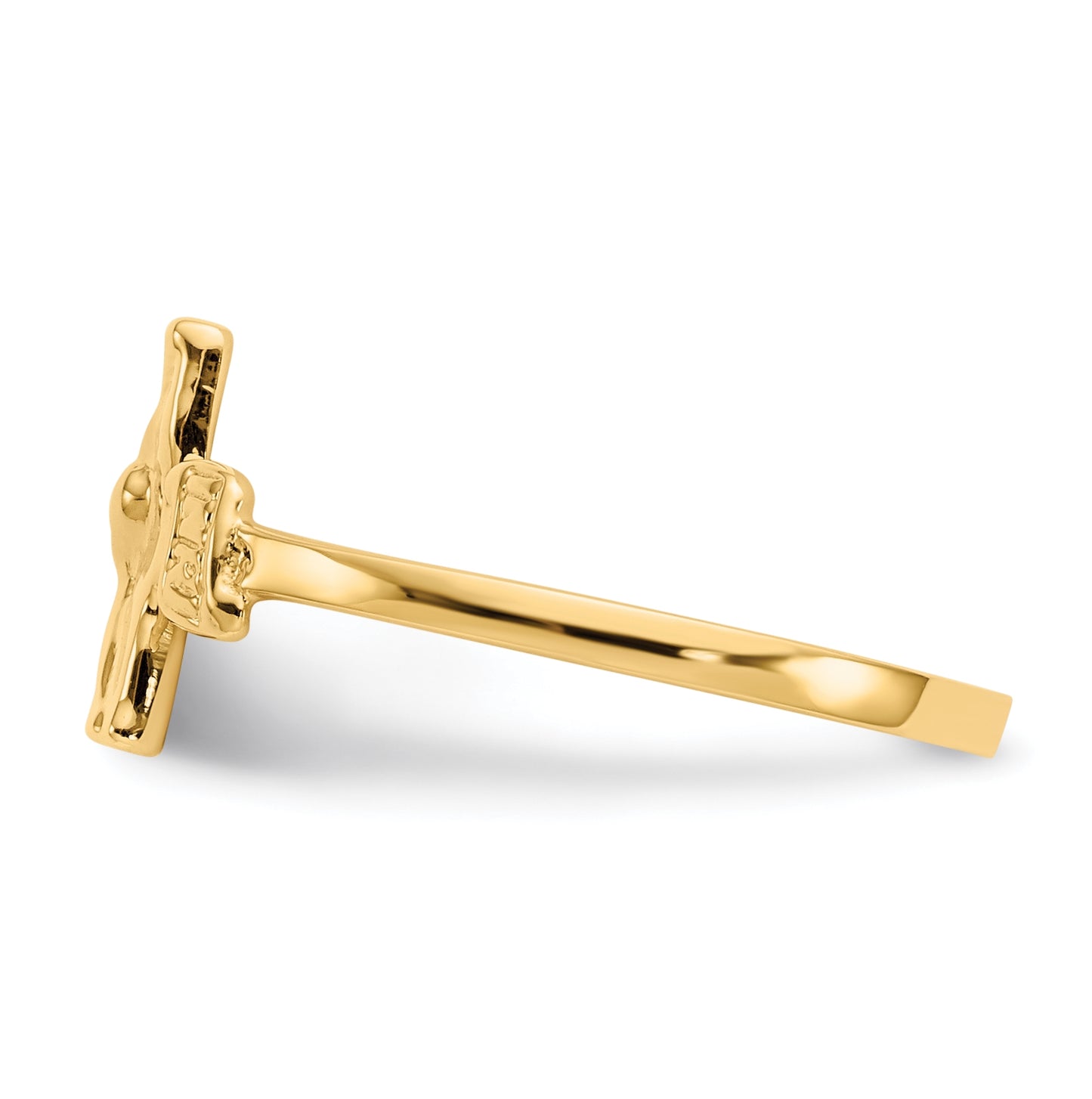 14K Yellow Gold Childs Polished Crucifix Ring