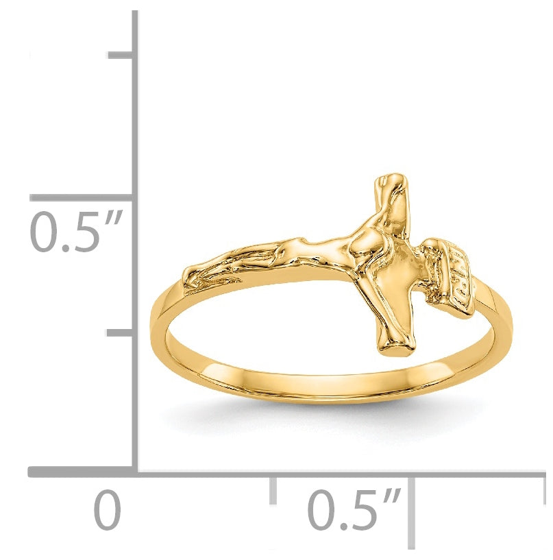 14K Yellow Gold Childs Polished Crucifix Ring