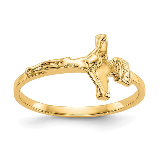 14K Yellow Gold Childs Polished Crucifix Ring