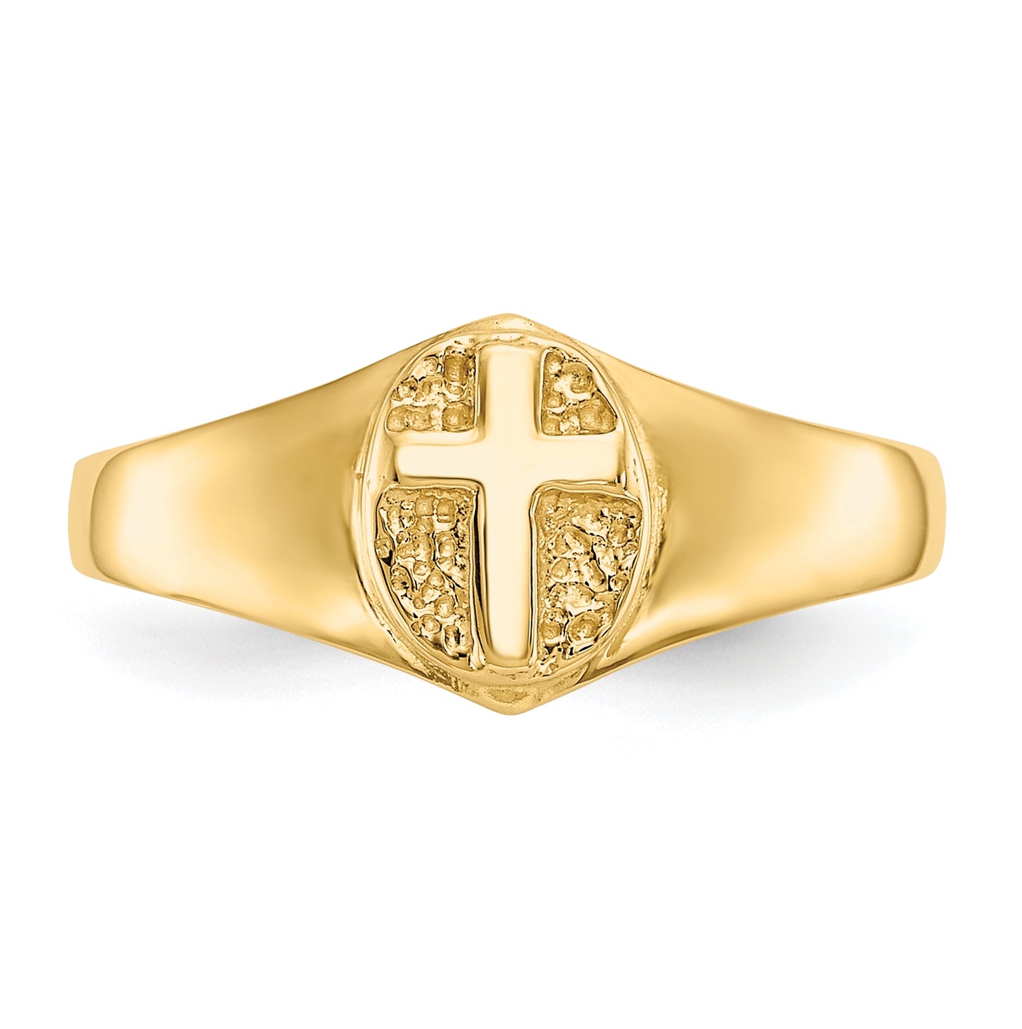 14K Yellow Gold Childs Polished Open Cross-Ring