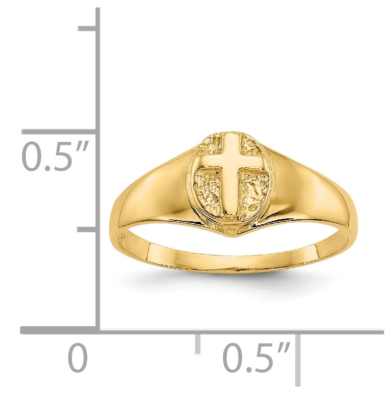 14K Yellow Gold Childs Polished Open Cross-Ring