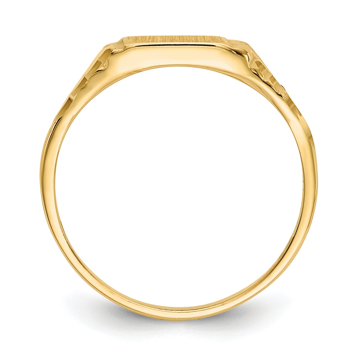 14K Yellow Gold Childs Diamond-Cut Signet Ring