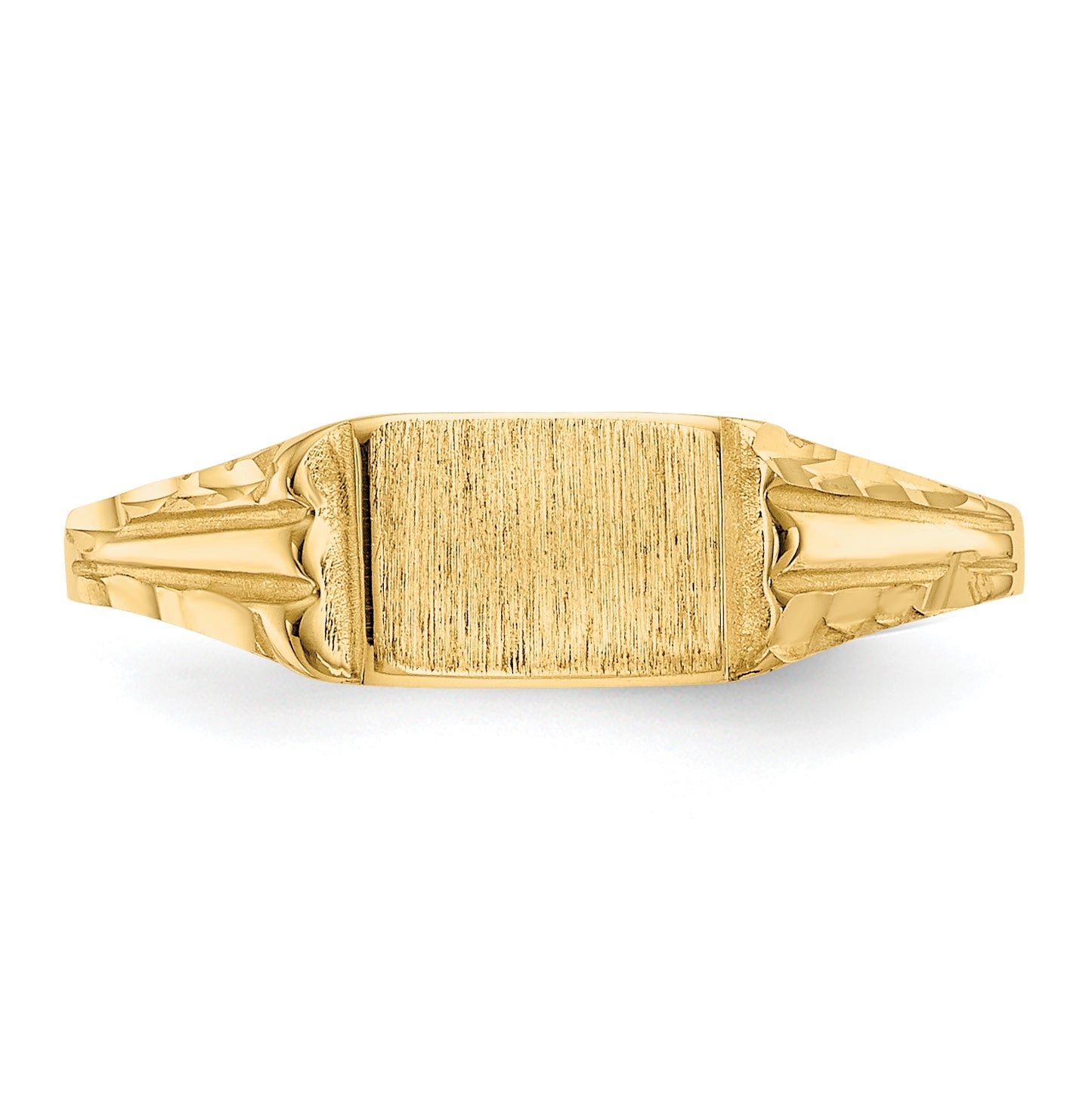 14K Yellow Gold Childs Diamond-Cut Signet Ring