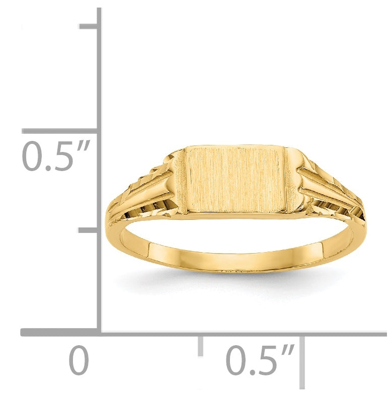 14K Yellow Gold Childs Diamond-Cut Signet Ring