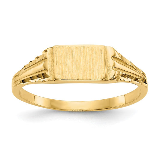 14K Yellow Gold Childs Diamond-Cut Signet Ring