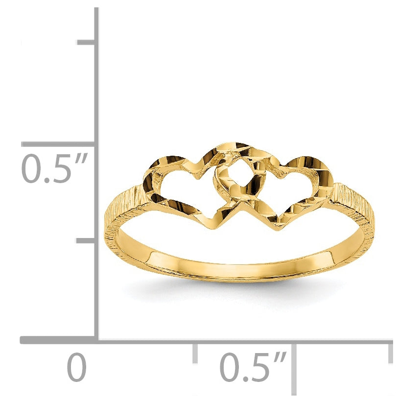 14K Yellow Gold Children's Heart Ring,  2mm