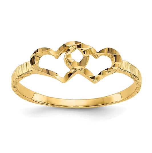 14K Yellow Gold Children's Heart Ring,  2mm