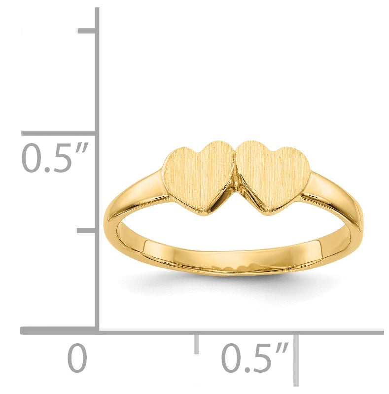 14K Yellow Gold Child's Double Heart Ring