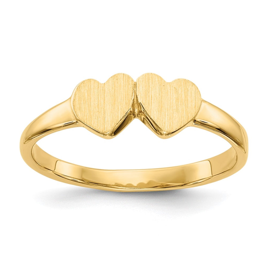 14K Yellow Gold Child's Double Heart Ring