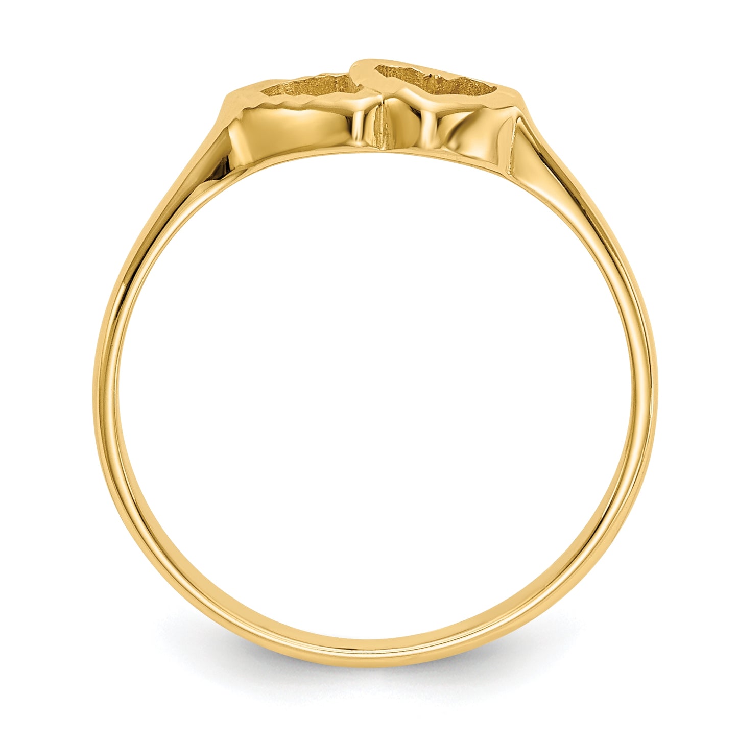 14K Yellow Gold Childrens Heart Ring,  2 mm