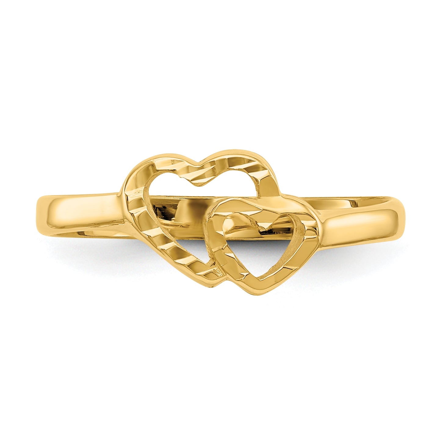 14K Yellow Gold Childrens Heart Ring,  2 mm