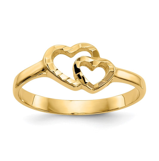 14K Yellow Gold Childrens Heart Ring,  2 mm