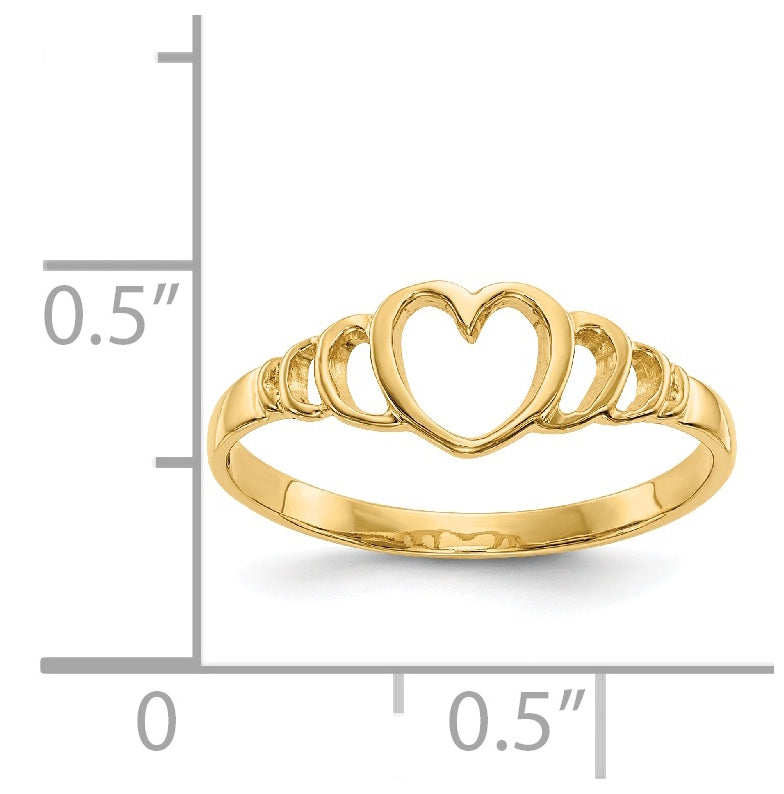 14K Yellow Gold Children's Heart Ring,  2 to 7 mm (tapered)