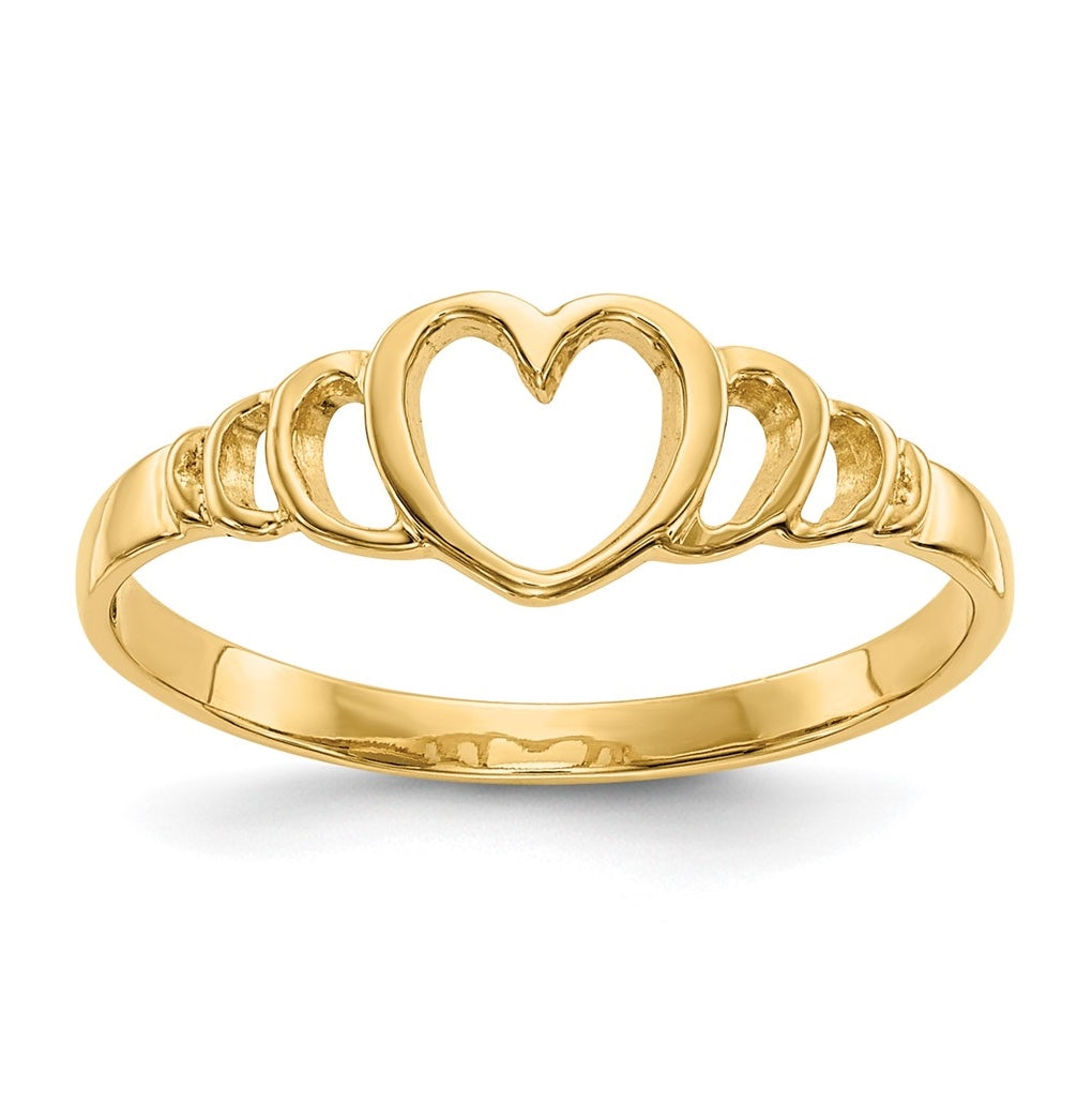 14K Yellow Gold Children's Heart Ring,  2 to 7 mm (tapered)