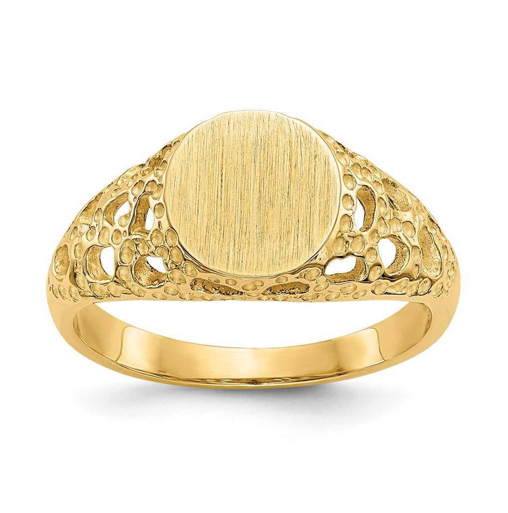 14K Yellow Gold Childs Fancy Signet Ring