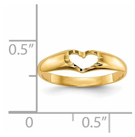14K Yellow Gold Children's Heart Ring,  2 to 5 mm (tapered)