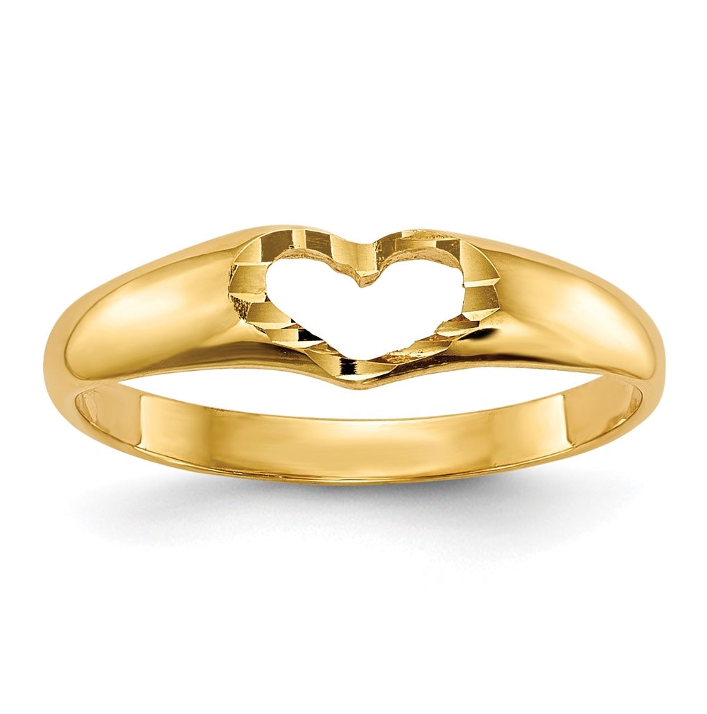 14K Yellow Gold Children's Heart Ring,  2 to 5 mm (tapered)