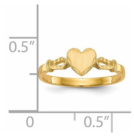 14K Yellow Gold Children's Heart Ring,  2 mm
