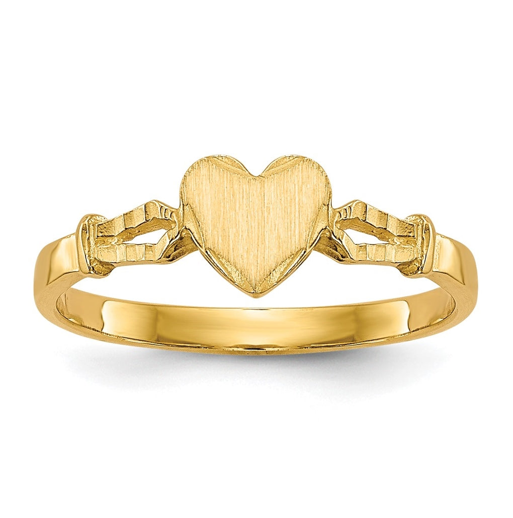 14K Yellow Gold Children's Heart Ring,  2 mm