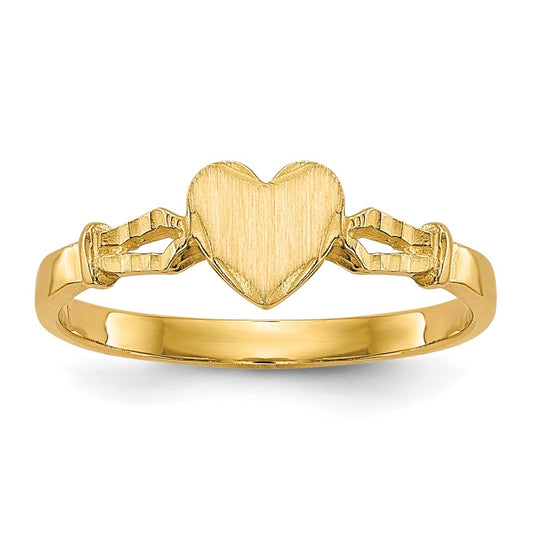 14K Yellow Gold Children's Heart Ring,  2 mm