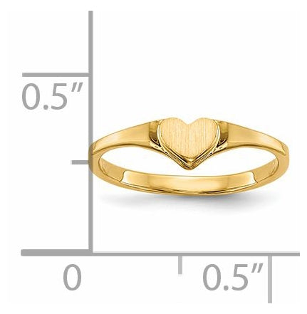 14K Yellow Gold Children's Heart Ring,  1 to 5 mm (tapered)