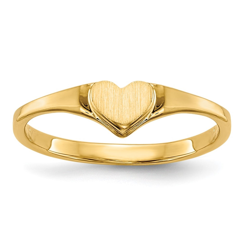 14K Yellow Gold Children's Heart Ring,  1 to 5 mm (tapered)