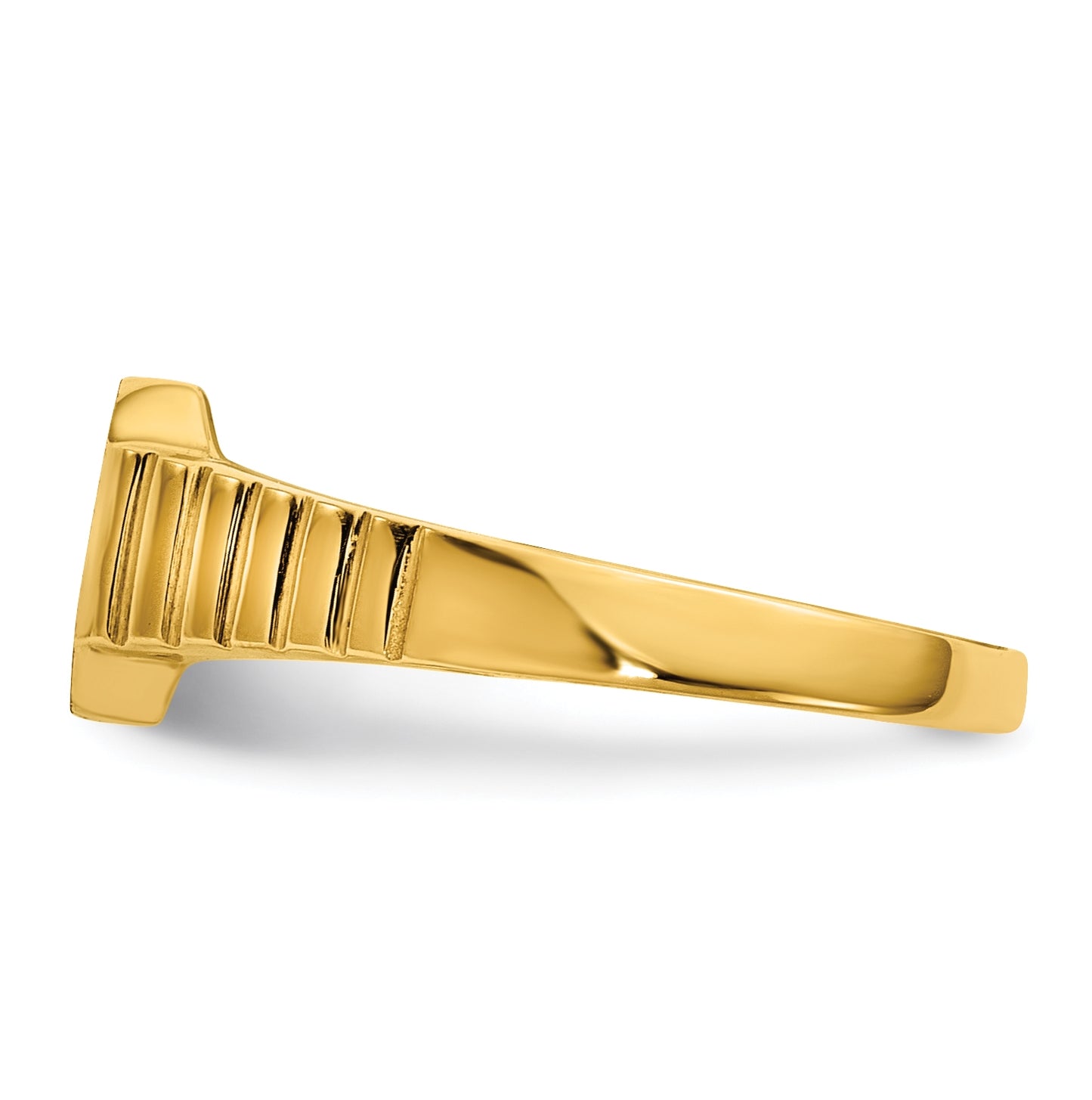 14K Yellow Gold 7.5x6.0mm Child's Open Back Signet Ring