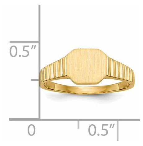 14K Yellow Gold 7.5x6.0mm Child's Open Back Signet Ring