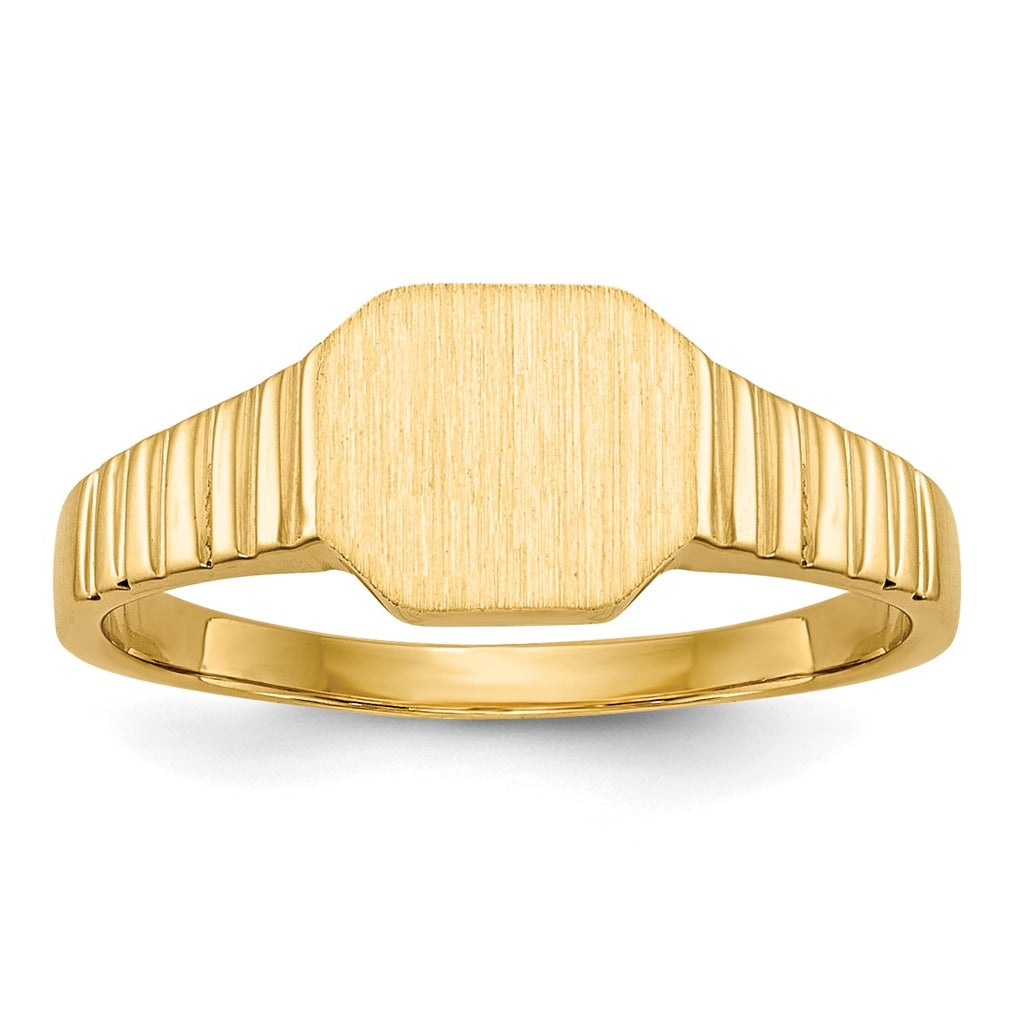 14K Yellow Gold 7.5x6.0mm Child's Open Back Signet Ring