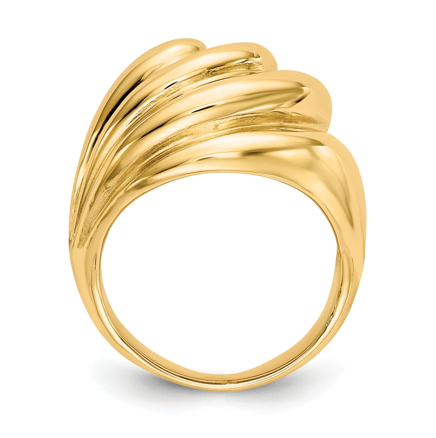 14K Yellow Gold Polished Swirl Dome-Ring