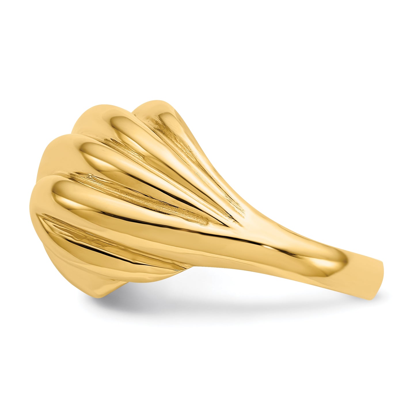 14K Yellow Gold Polished Swirl Dome-Ring